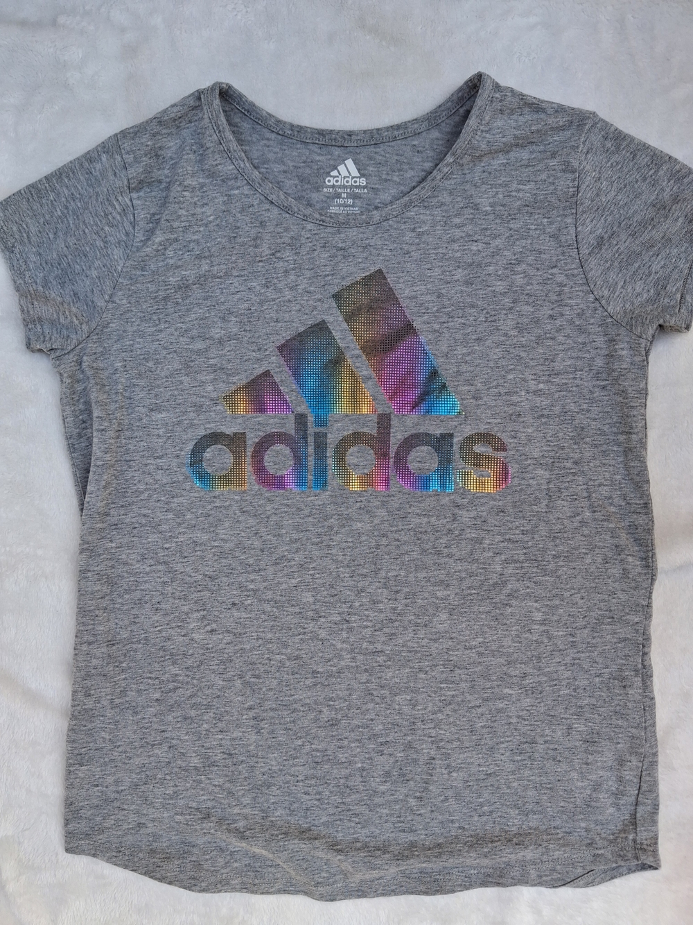 adidas Gray Tee with Holographic Logo
